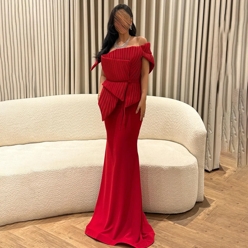 

Long Evening Dress Customized Off The Shoulder Trumpet Red Elegant Evening Gonws Mermaid Formal Party Dresses Customized