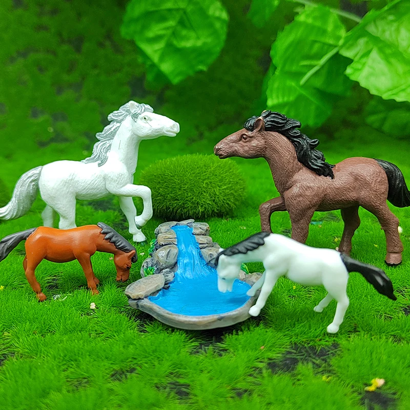 Estatueta Animal Artificial, Mini Cavalo, Vaca, Ovelha, Jardim ao ar livre, Paisagem, Escala HO, Fazenda em Miniatura, Cenário, Acessórios Artesanais, 15pcs