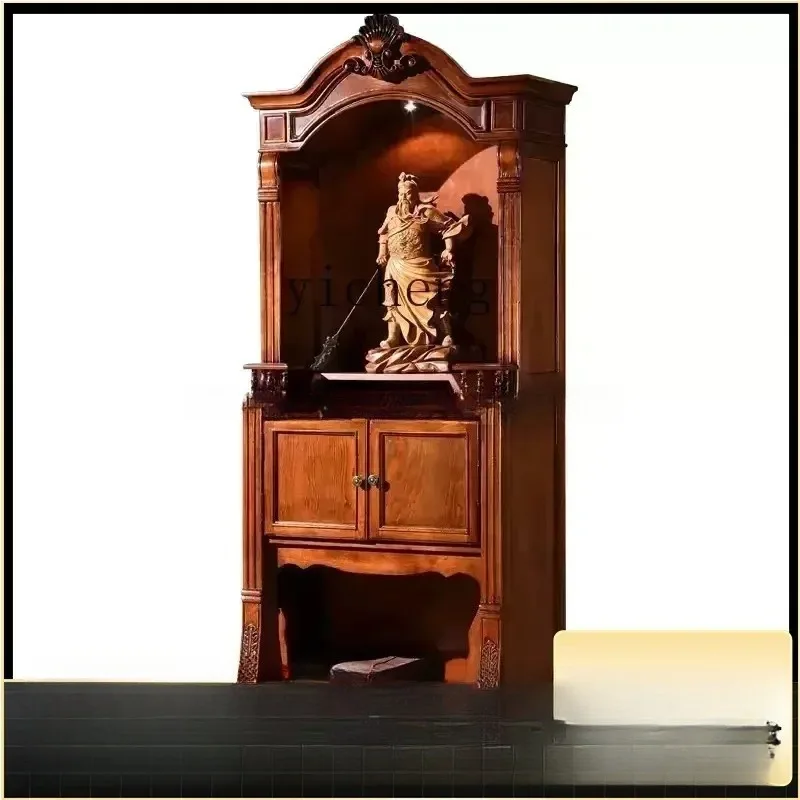 FO-27  Solid wood Buddhist niche vertical cabinet with door Guanyin God of Wealth ancestral tablet for Taiwan Buddhist