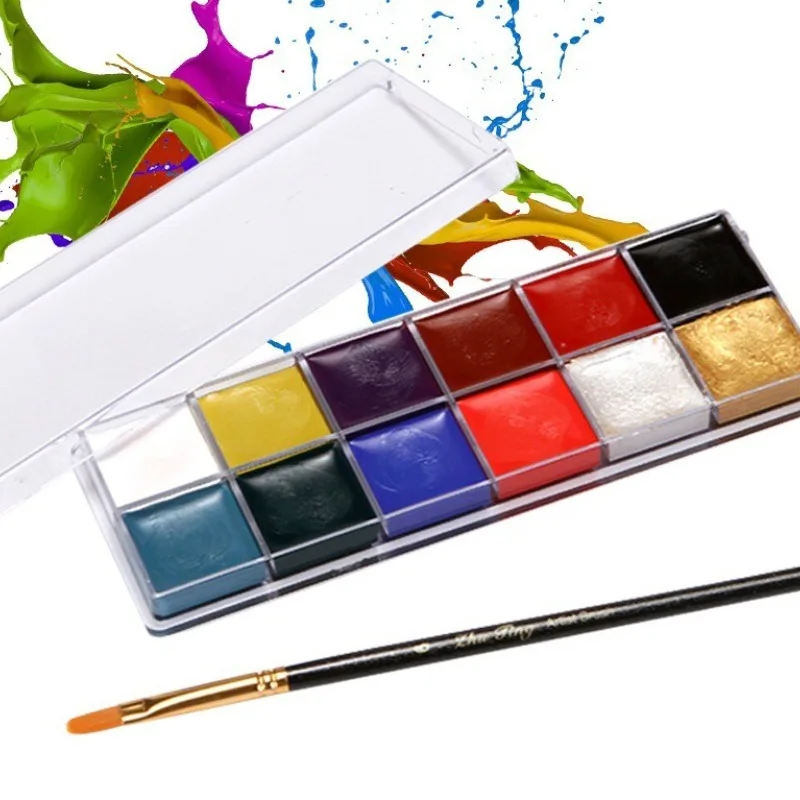 12 Color Water Based Face Paint Palette Non Toxic Quick Dry for Halloween Body Art and Carnival Makeup Costume Party Easy Wash