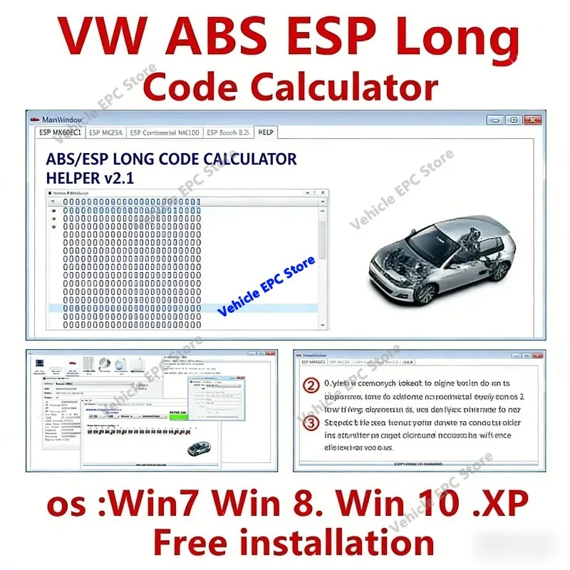 2026 Newest Software for VW ABS ESP Long Code Calculator Helper MK60EC1 ABS ESP Long Code Calculator software+ unlimited install