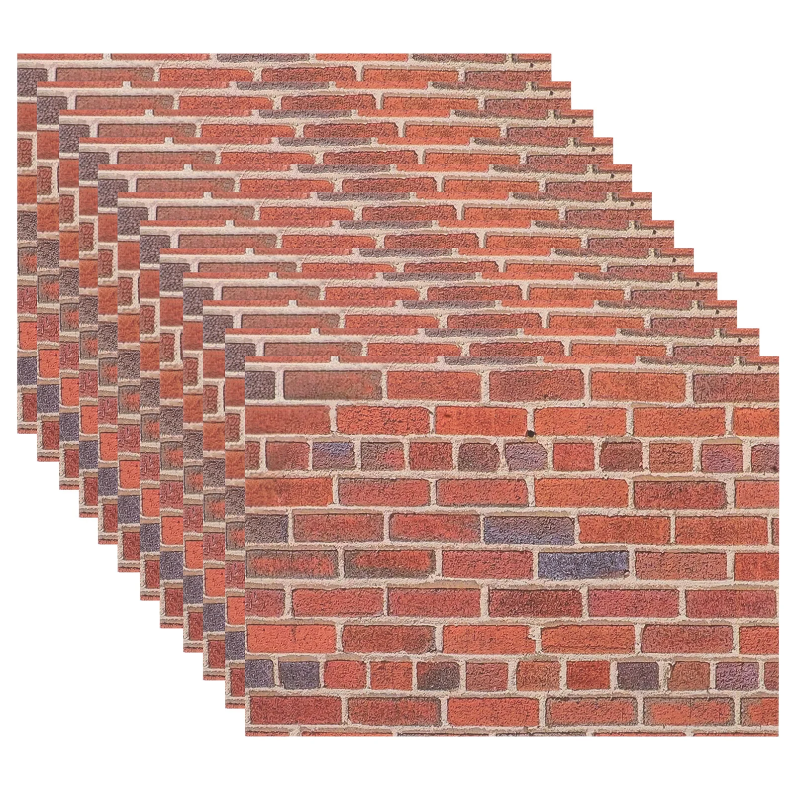 12枚の剥がして貼るだけドールハウス壁紙 赤レンガ 1:12スケール ミニチュア壁装材 自己粘着式 取り外し可能なレンガテクスチャ