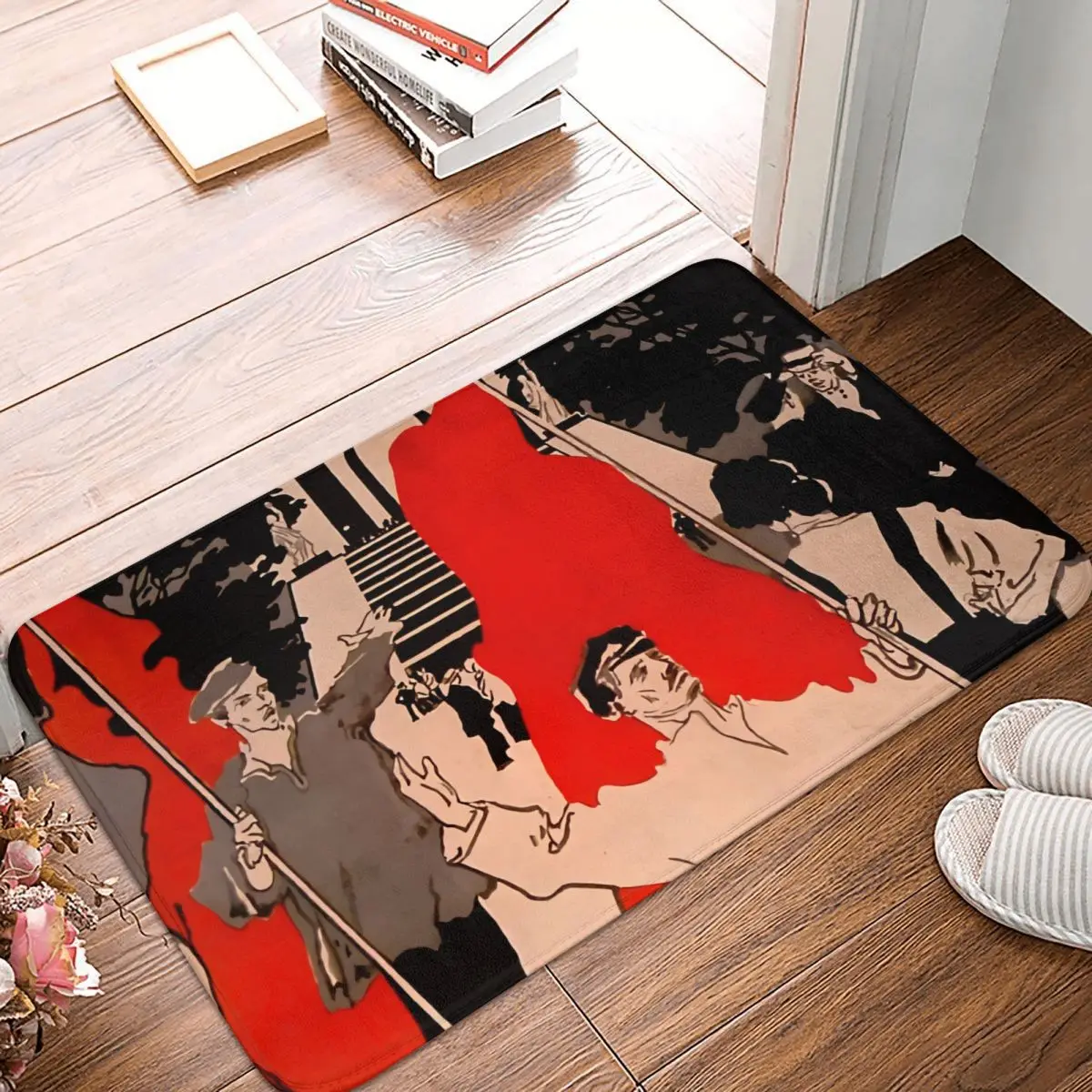 Russian CCCP Non-slip Doormat Bath Mat Workers And Flags Hammer And Sickle Balcony Carpet Welcome Rug Indoor Decorative