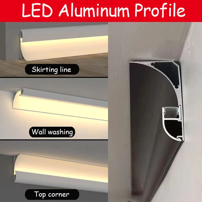 

Aluminum Led Profile Top Corner Linear Lamp Molding Ceiling Hard Bar Strip Lighs Free Open Indirect Lighting