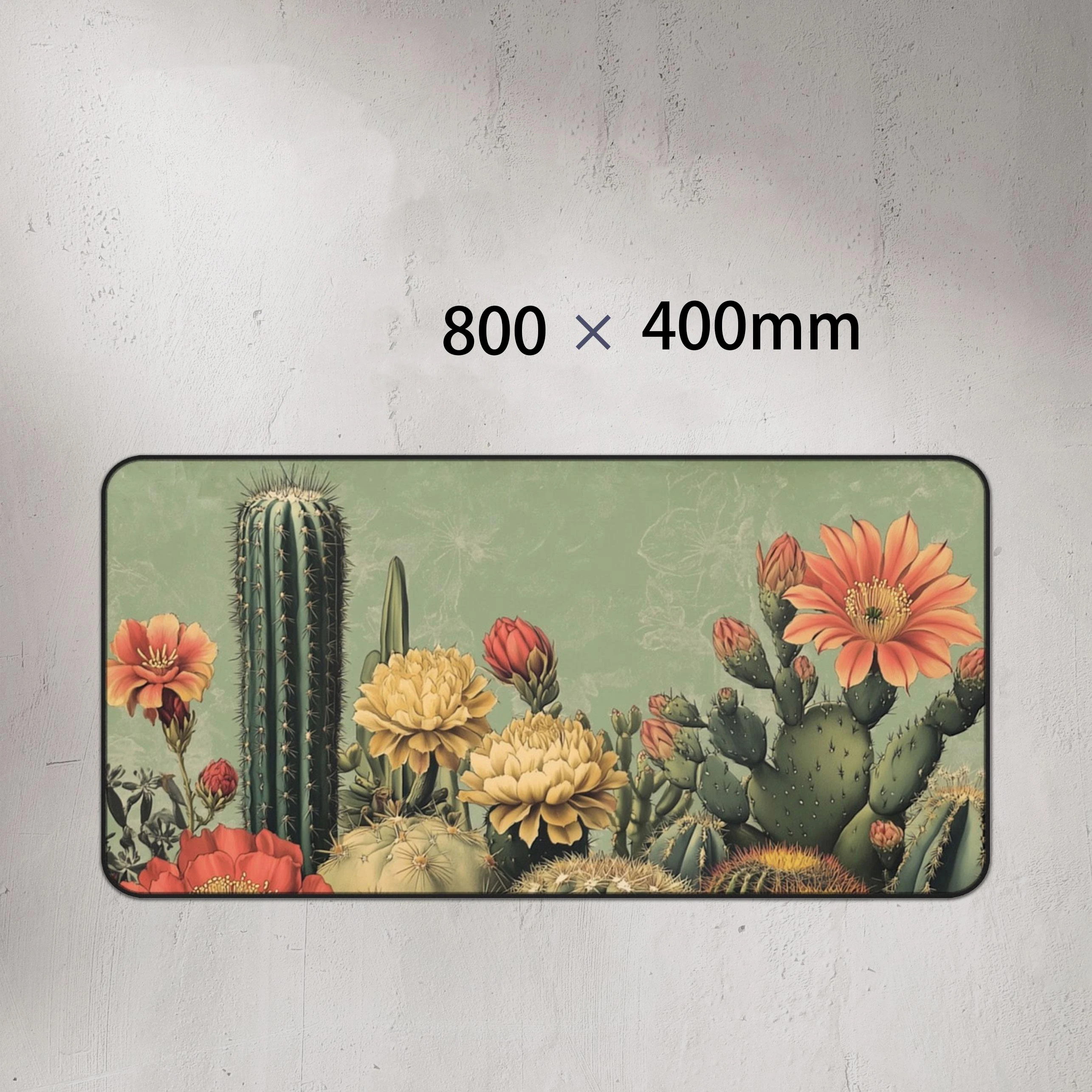 Leuke Vintage bloeiende cactussen plant kunst bureaumat XL Boho Cactus succulente botanische mousepad woestijn bloemen muismat kantoor cadeau