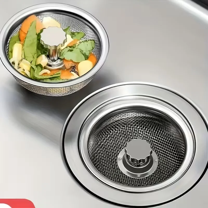 

2pcs Stainless Steel Drains Filter Kitchen Waste Catcher Fine Mesh Corrosion Resistant With Handle For Easy Residue Removal
