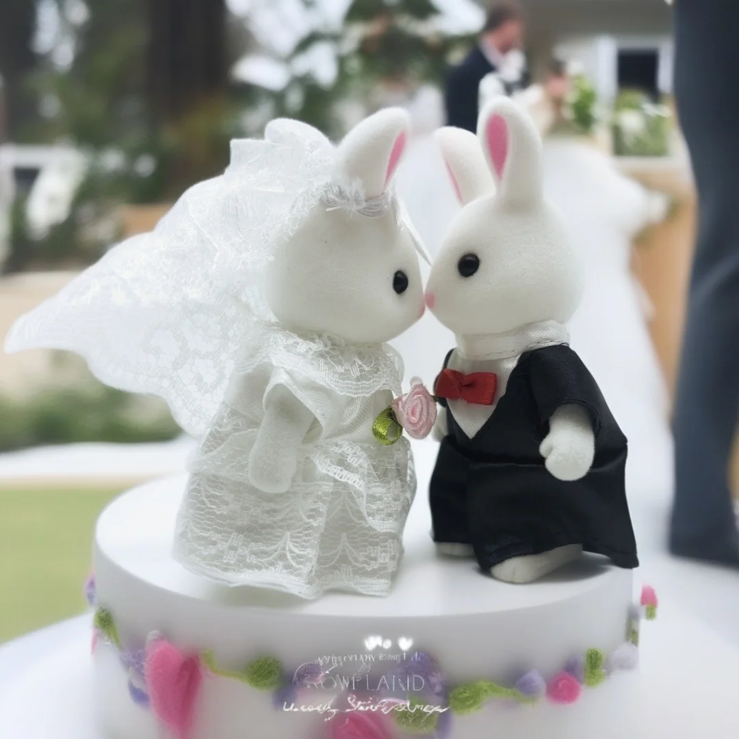 

Valentine's Day Newlywed rabbit 1:12 Simulation Forest Family Animal Dollhouse Figures Miniature FurnitureKitchen Accessories