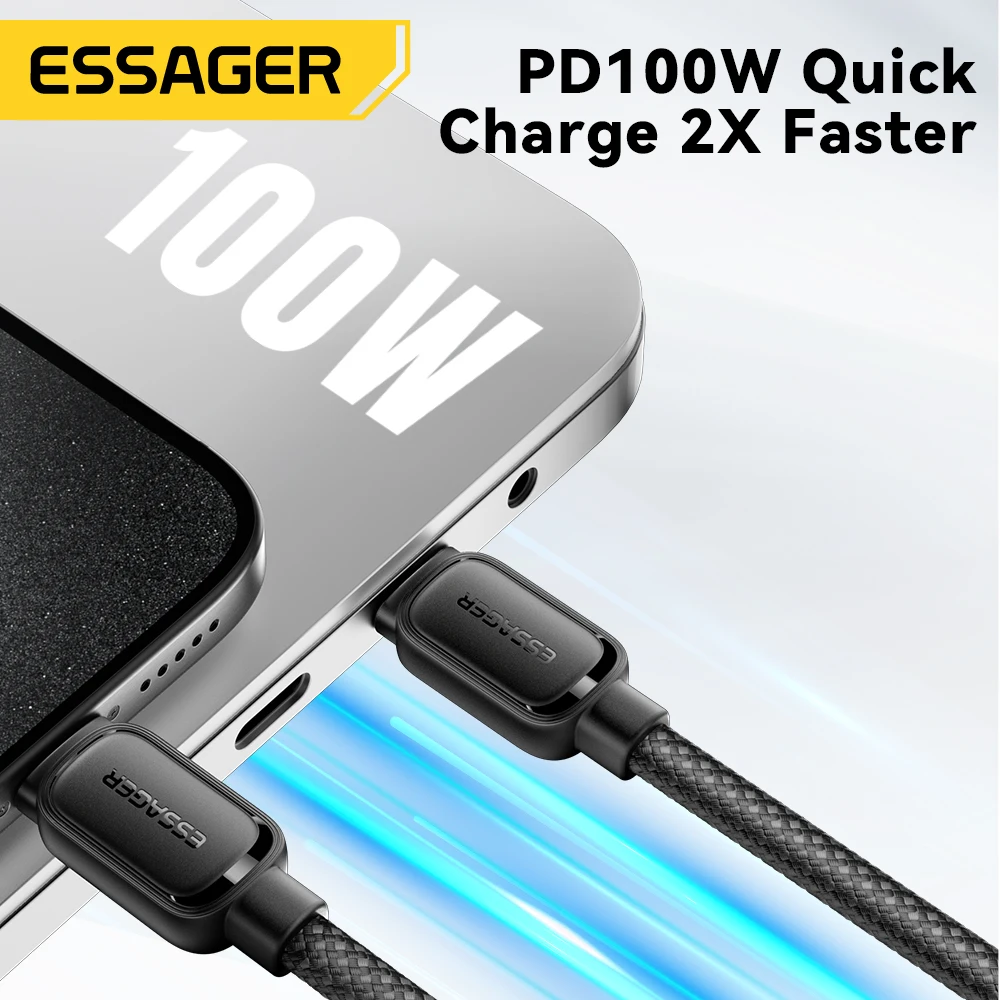 Essager PD 100W 60W Magnetic Suction Anti Winding Type C C to C Cable Fast Charge Cord Wire For Samsung Huawei Xiaomi Lenovo