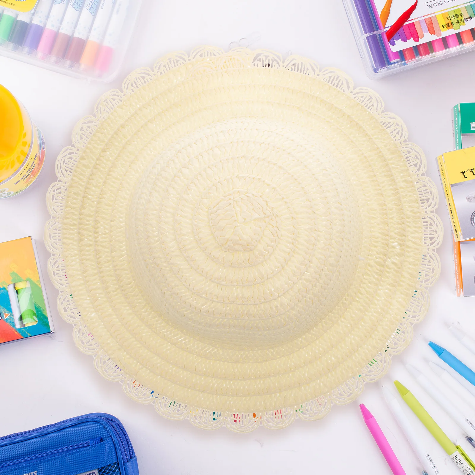 8 Pcs DIY Straw Hat Craft Kits for Kids Hats Gifts Plain Crafts Aldut Toys Girls Small