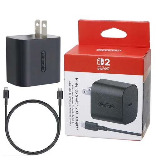 Adaptador de corriente Original de 60W para Nintendo Switch 2, cargador de 60W, interruptor de carga rápida, 2 adaptadores de corriente portátiles para juegos