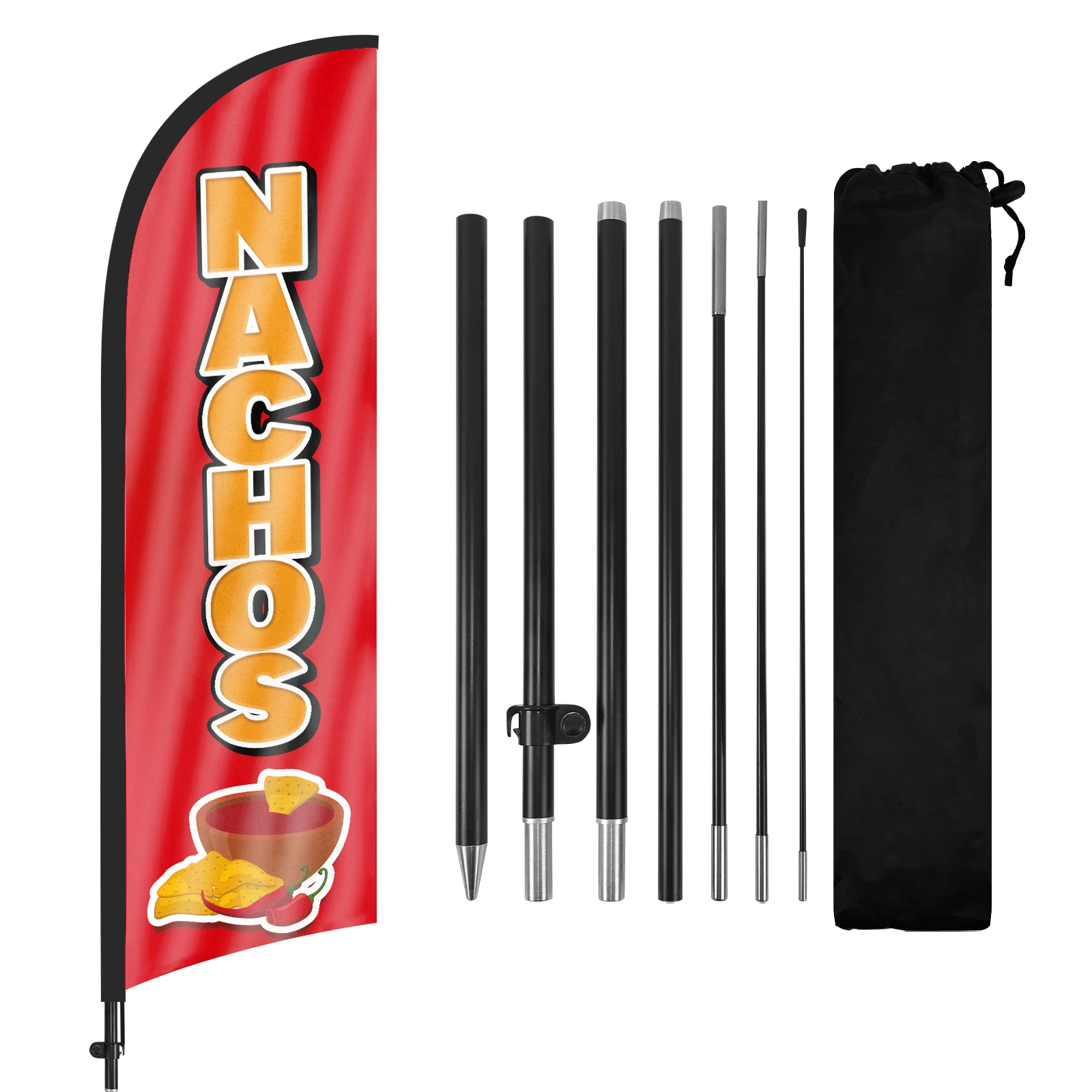 FSFLAG 1PCS 280CM The Nachos Feather Flag with Flagpole Advertising Outdoor Banner Decoration for Business and Storefront