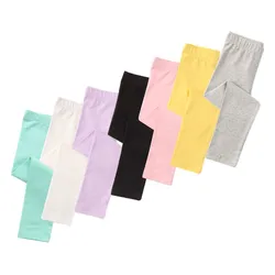 Leggings per ragazza per bambini Leggings per bambini in cotone modale elastico morbido Pantaloni skinny per ragazze color caramello Pantaloni per bambini in tinta unita