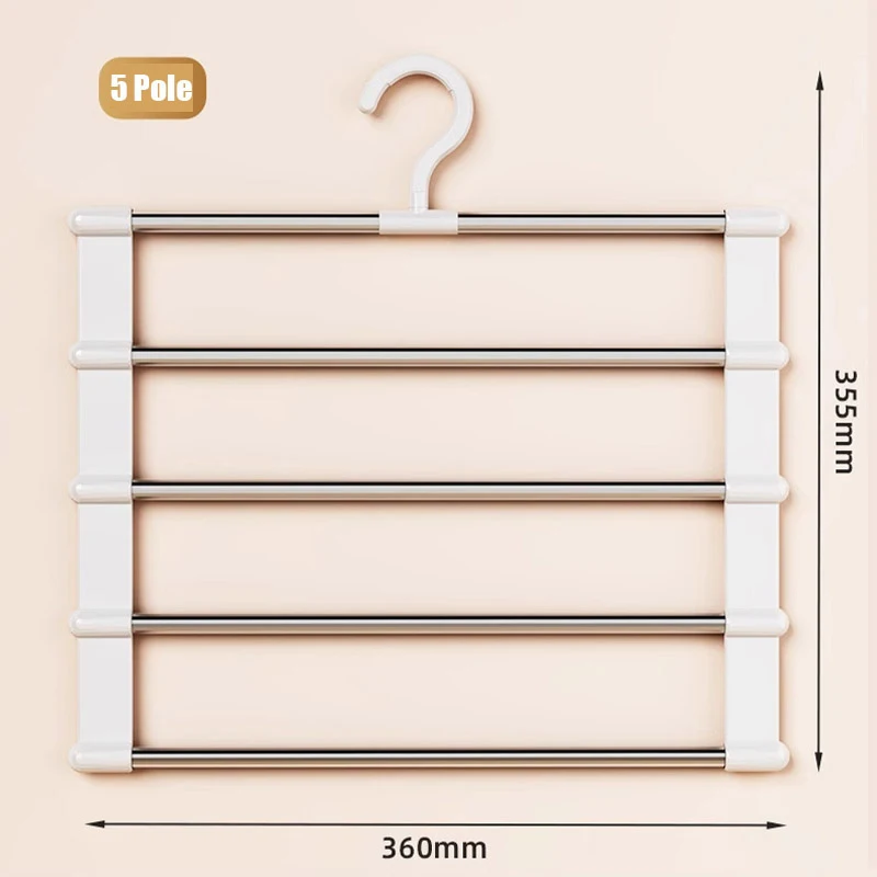 1 STKS Rvs Broekhanger Magic Opvouwbare Broekrek Voor Bespaar Garderobe Ruimte Ladder Hangers Closet Organizer