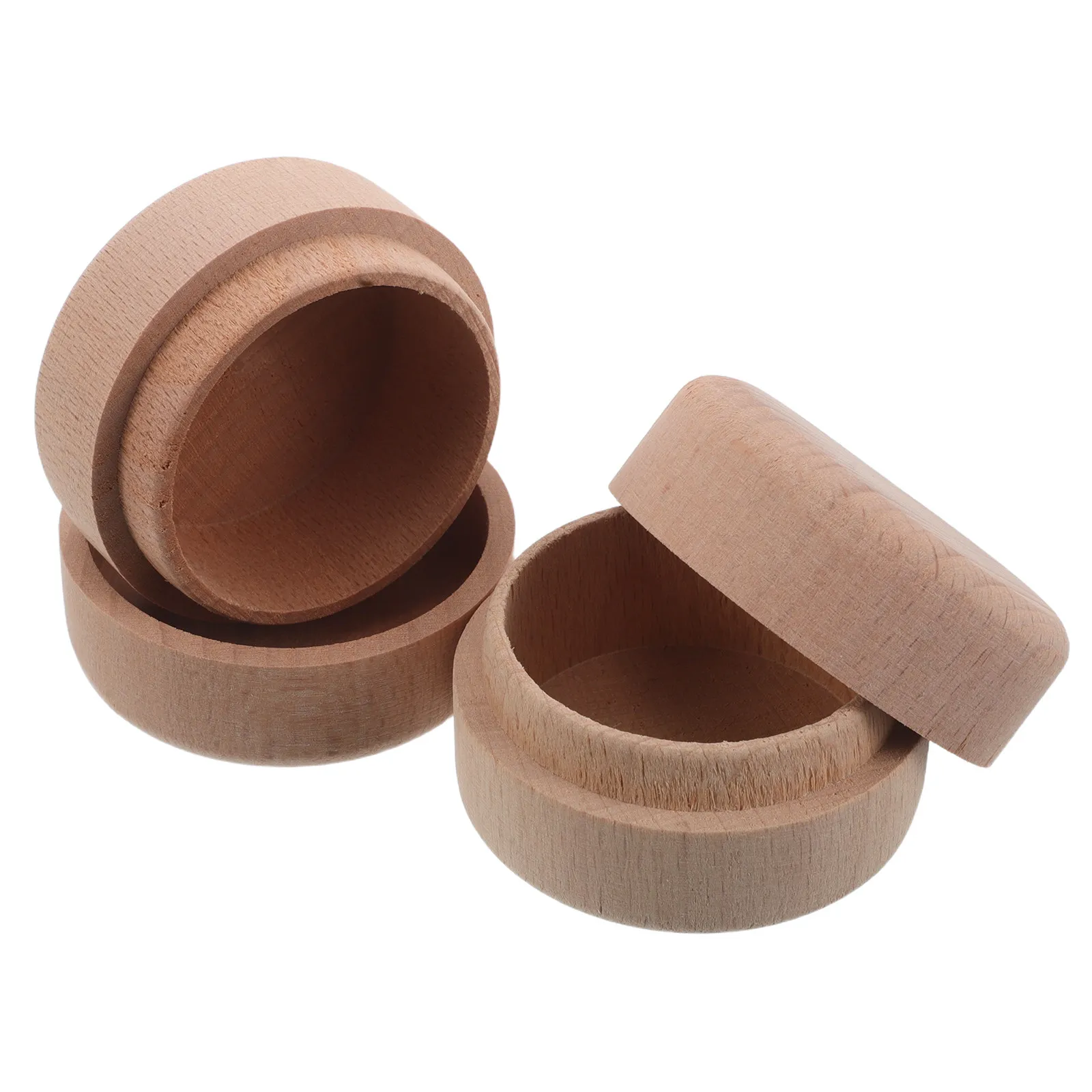 

2Pcs Round Wooden Jewelry Boxes Mini Keepsake Organizer Natural Grain Rings Earrings Storage Engagement Proposal Travel
