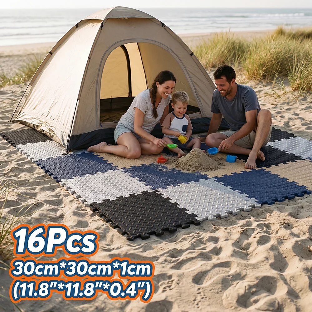 

16Pcs EVA Foam Baby Play Mat 30x30cm Puzzle Interlocking Floor Mat Exercise Gym Mat Outdoor Camping Beach Pad Baby Crawling Pad