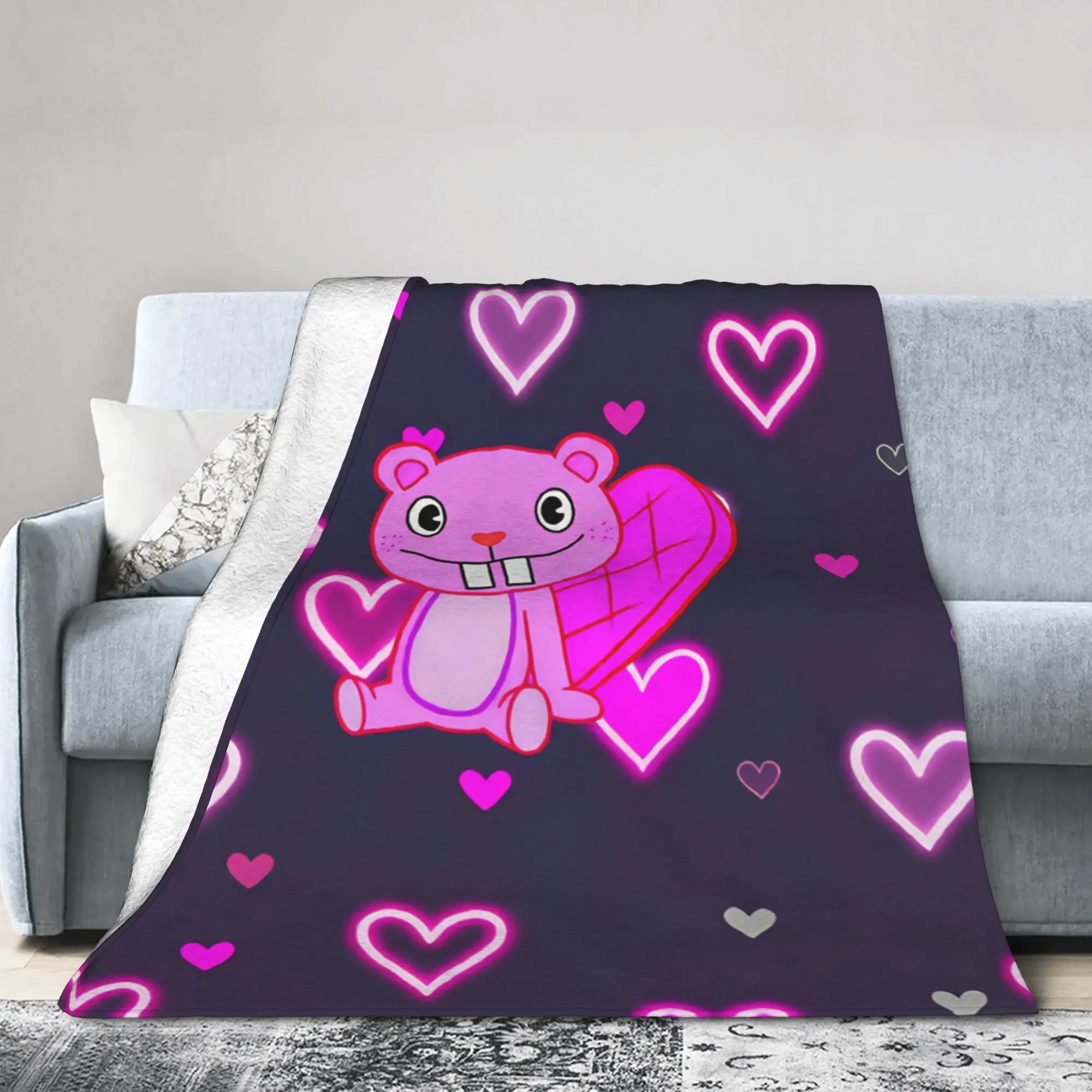 Cartoon H-Happy Tree F-Friends Blanket  Warm Soft Print Plush Throw Blanket For Boy Girl Couch Bed Flannel Bedspread Bed Cover