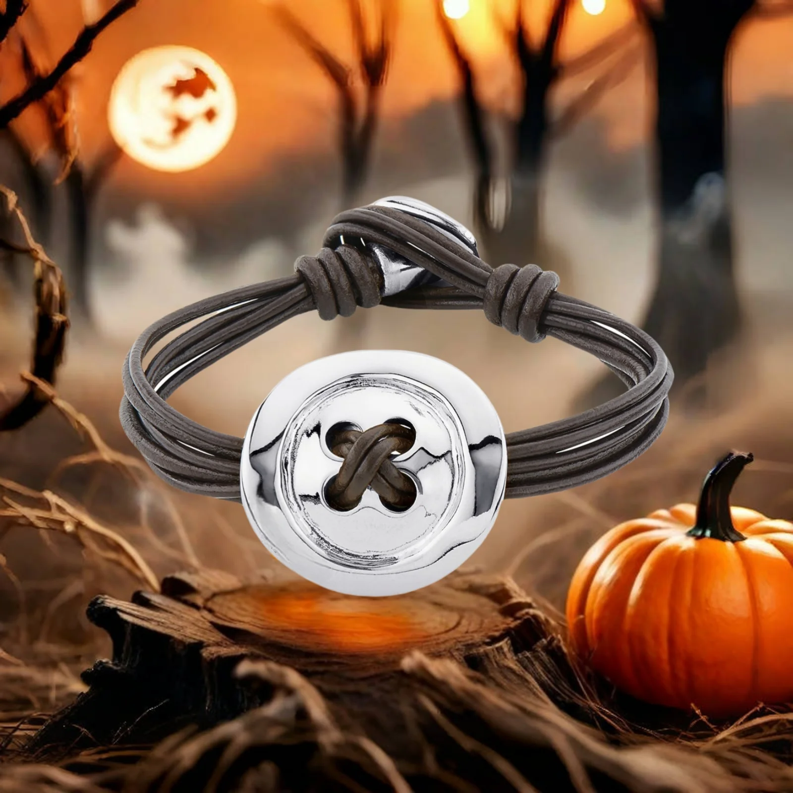 

2025 UNOde50 Original New Product Silvery Fashion high-end button design leather bracelet Women High Quality Gift