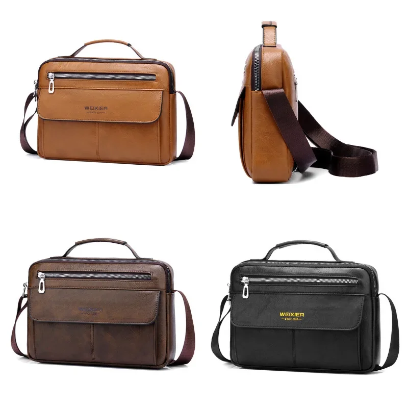 حقيبة يد رجالية جديدة لعام 2025 حقيبة يد فاخرة ذات سعة كبيرة من جلد البولي يوريثان مناسبة للسفر والعمل في الهواء الطلق