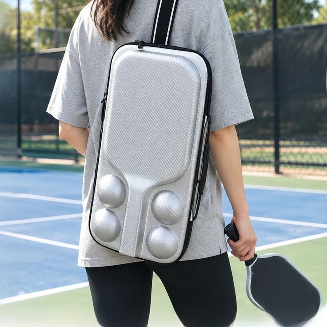 For Pickleball Bag Hard Shell Waterproof Outdoor Sports Equipment Bag Accommodate Two Rackets And Four Ball Accessories