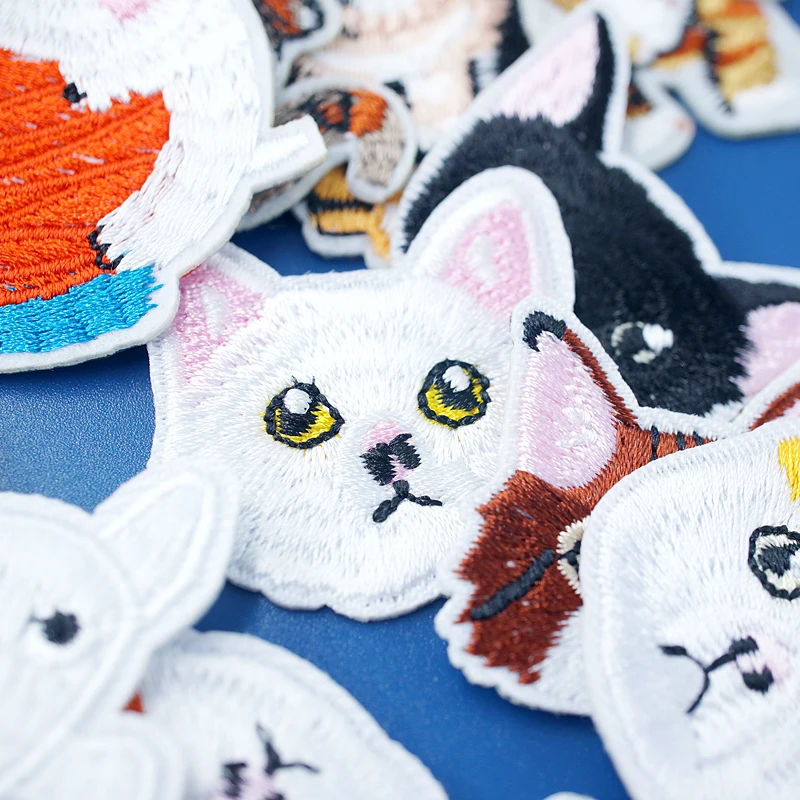 Cat Fashion DIY Patches Cute Animal Embroidery For T-Shirt Iron On Child Kids Appliques Clothes Jeans Stickers Badges Dog