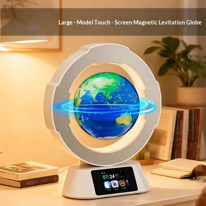 Ai Magnetic Levitation Globe 6 Inch Touch Panel Iflytek Large Model 360 Degree Rotation Voice Control Night Light