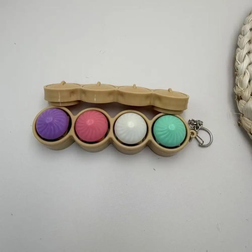 2-in-1 Fidget Spinner Keychain Bun Keyboard Steamed Bun Push Button Sensory Hand Relax Spinning Top Fidget Clicker Keychain