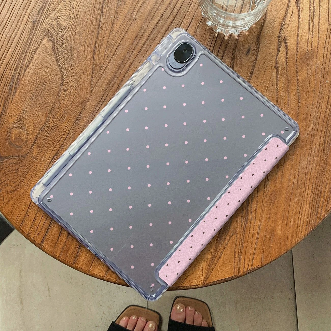 Y2K Cute Polka Dot Pink Tablet Case For iPad Pro 11 12.9 13 A16 M2 M4 M3 M5 Shell 10.2 5/6/7/8/9/10/11th Mini Air 3 4 5 6 Cover