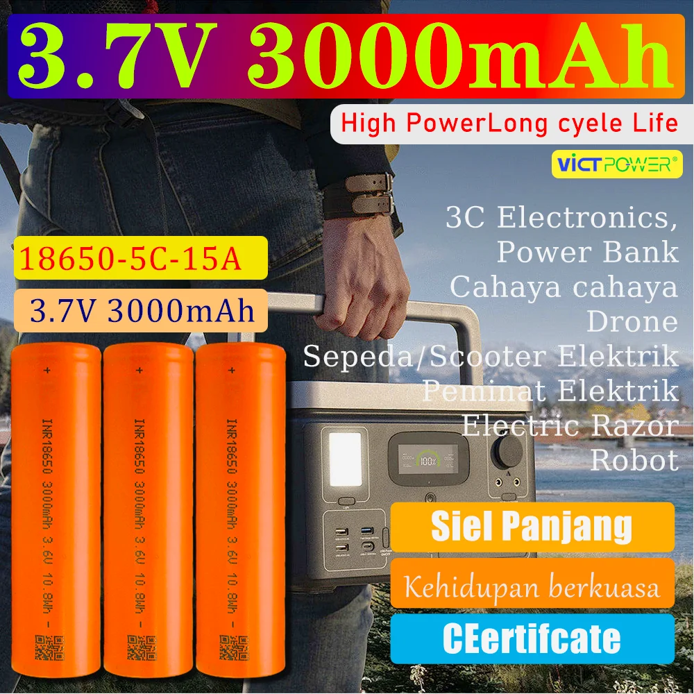 

E-Power For YCYG 18650 3000mAh -5C Lithium Battery Cell Large Capacity for Power Tools Electric Motor Cycle Scooter