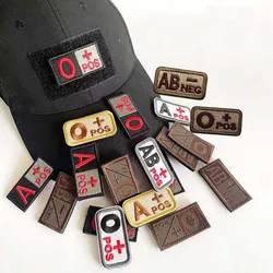 5*2.5CM Small Patch with Hook and Loop Blood Type A B AB O POS NEG Tactical Badges Fabric Applique Embroidery Clothes Stickers
