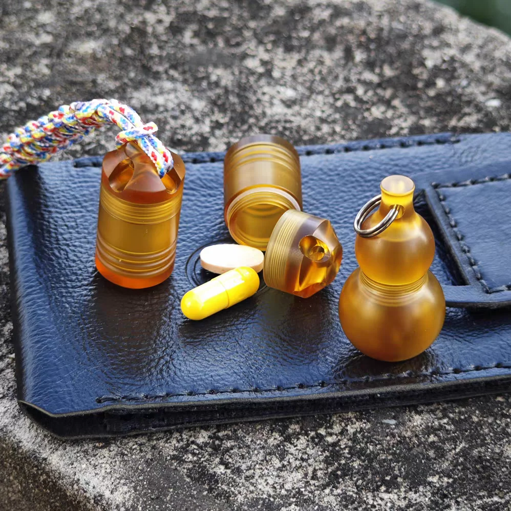Ultem Pill Case Titanium Alloy, EDC Airt Keychain Container, Portable Water-Resistant Holder