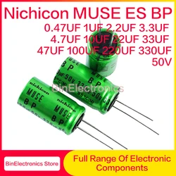 Nichicon MUSE ES BP-condensador de Audio HiFi, 50V, 0,47 UF, 1UF, 3,3 UF, 4,7 UF, 10UF, 22UF, 33UF, 47UF, 100UF, 220UF, 330UF, 50V, color verde, 50V, 10 unidades