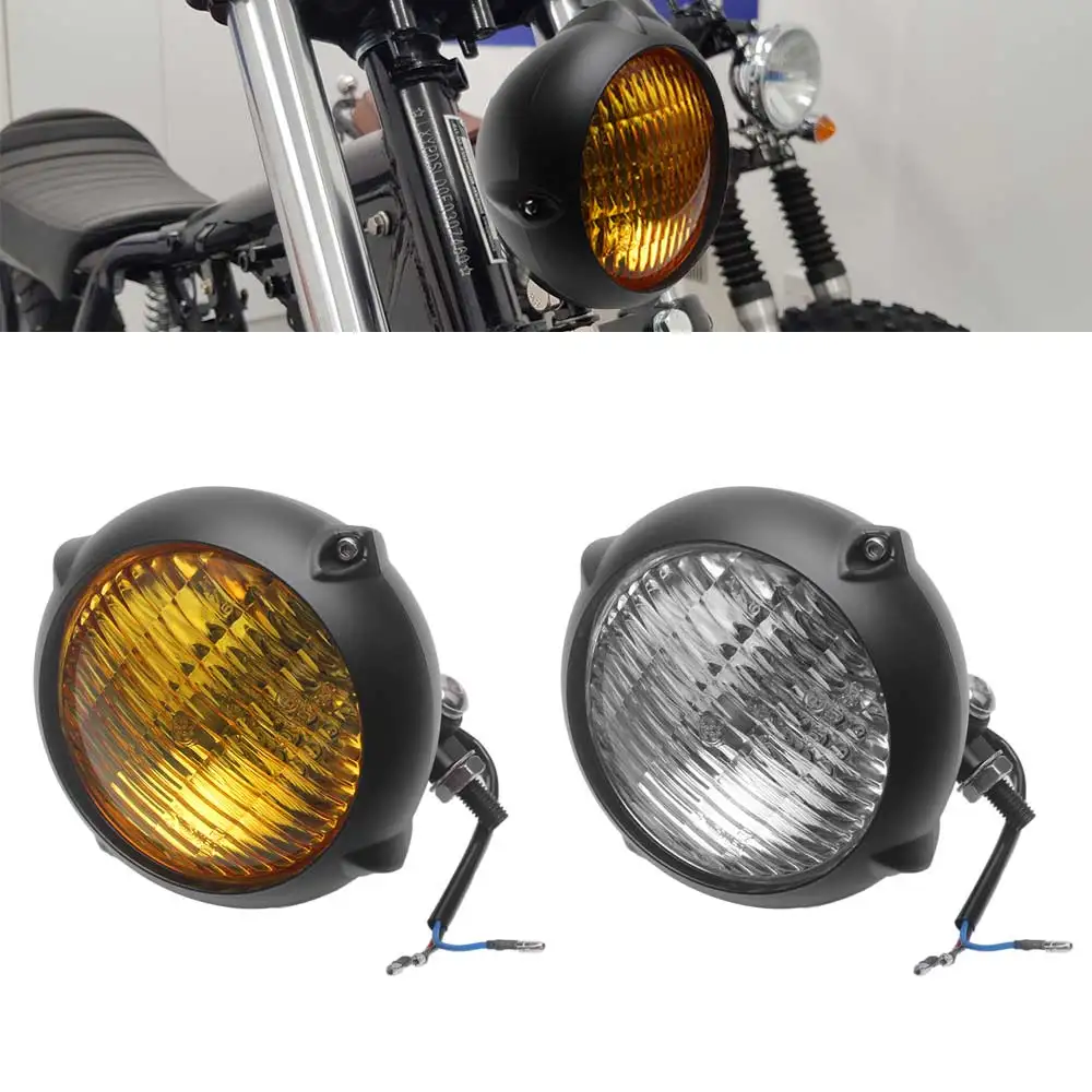 

Easy To Install And Remove Retro Headlight Universal Fit For Most Motorcycles With 4.5 Inch Headlight Aluminum Housing And Glass