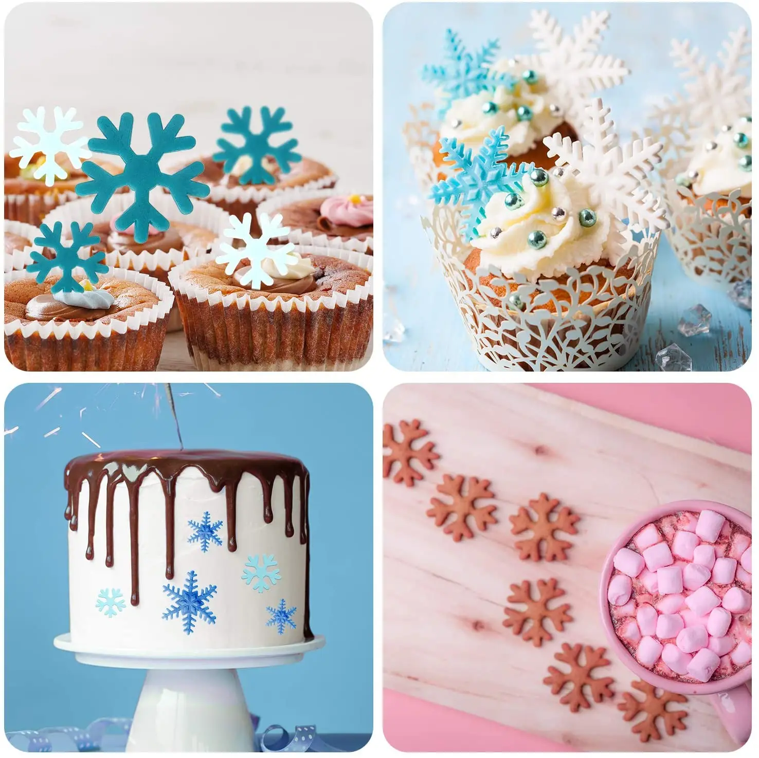 6PCS Snowflake Plunger Mold Cake Decorating Tool Biscuit Cookie Cutters Cupcake Mould Cutting Pastry Cutter Baking Accessories