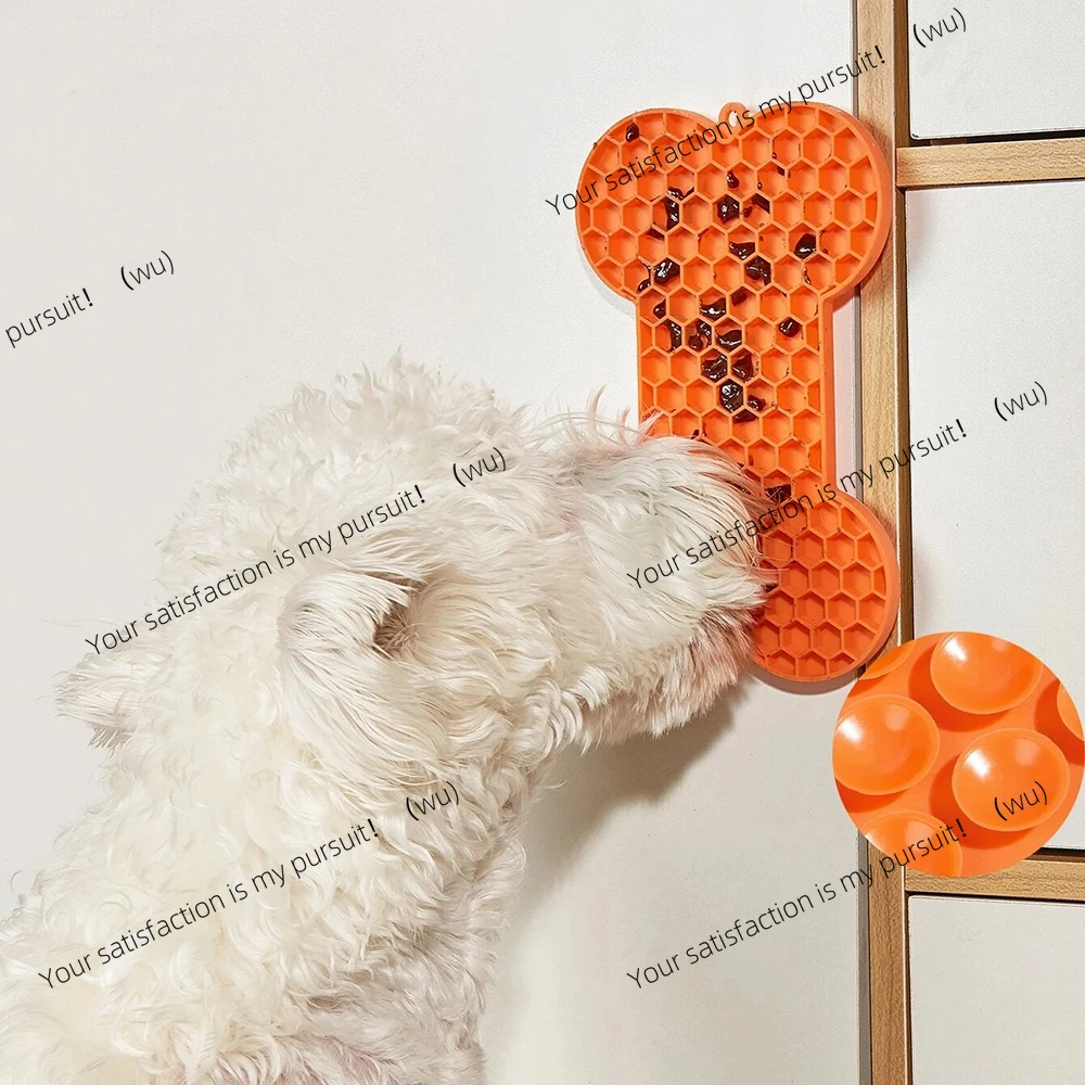 1PC Dog Slow Food Pad Bone Silicone Pet Licking Pad