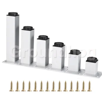 4 teile/los Aluminium Legierung Möbel Bein Einstellbar Silber Quadrat TV Schrank Sofa Füße Höhe 50-30 cm