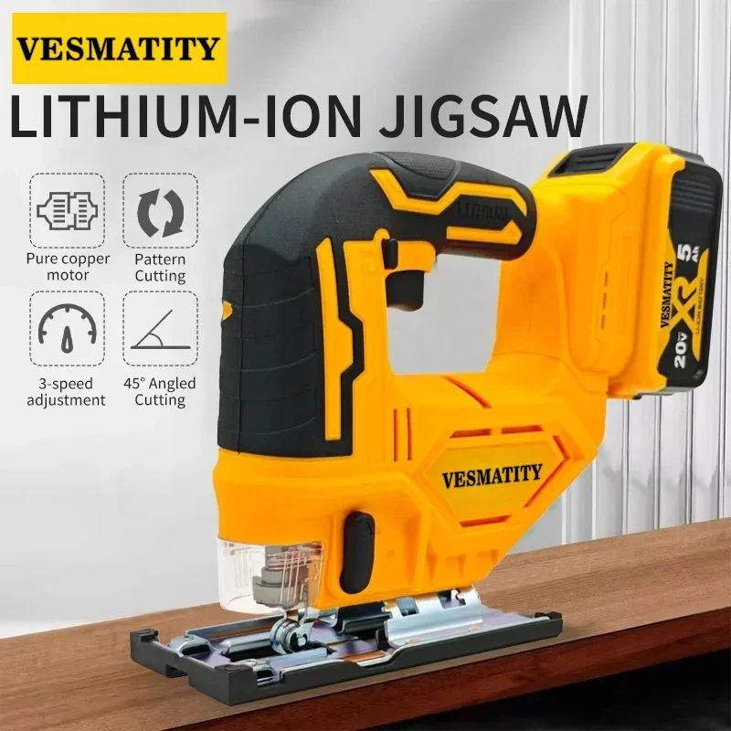 2700RPM Curve Saw Cordless Electric JigSaw Portable Multifunction Adjustable Woodworking Power Tool For Dewalt 18V20V BatteryPin view 2