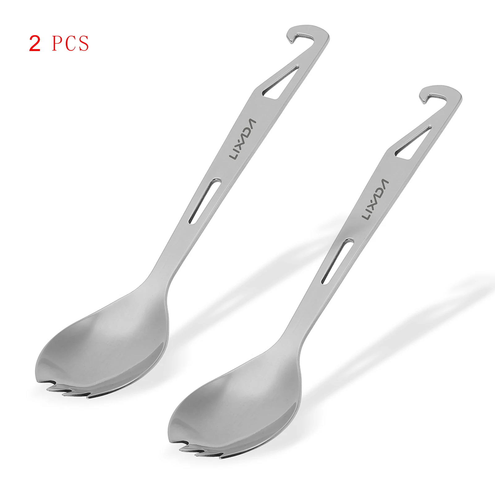 Lixada Stainless Steel Spork Long Handle Spork with Bottle Opener Lightweight Outdoor Dinner Spork Flatware for Travel Camping