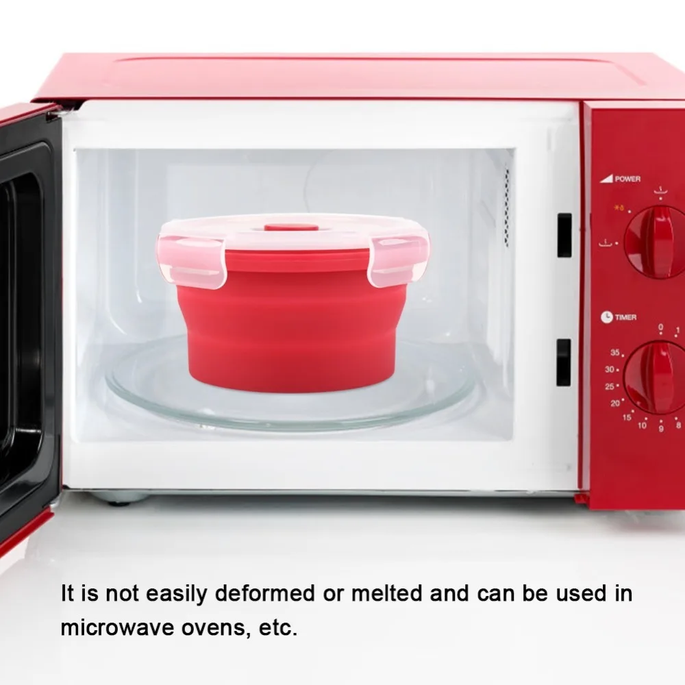 2PCS Silicone Collapsible Lunch Box 350ml / 500ml / 800ml Round Shape Portable Storage Bowl Collapsible Food Containe