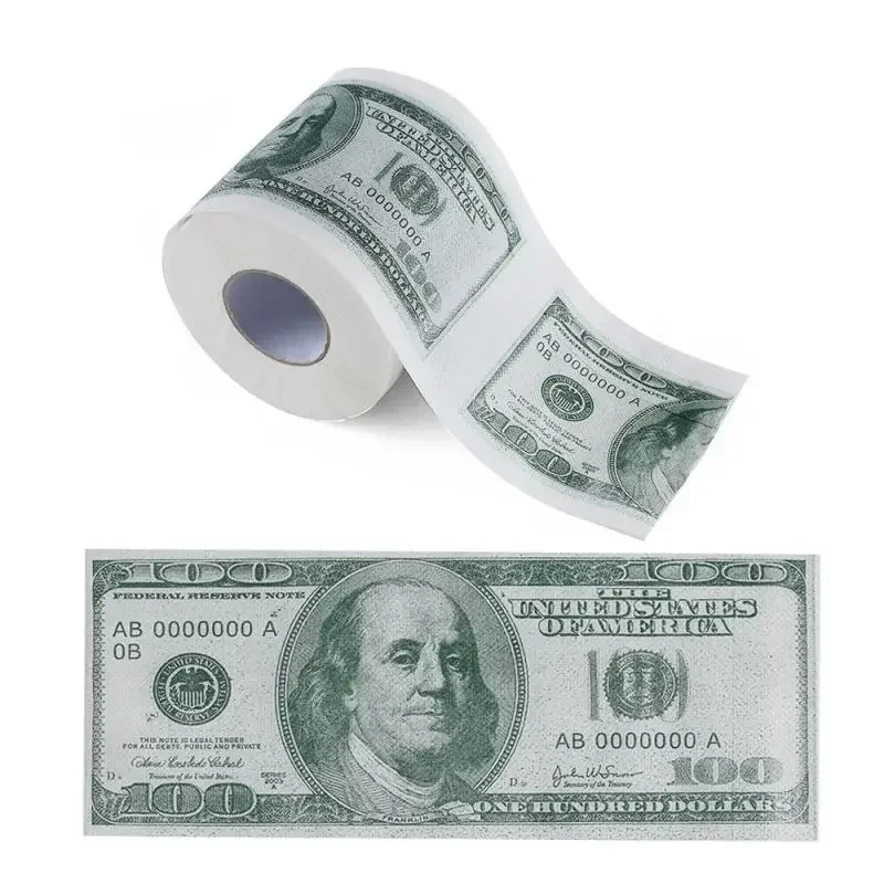 Funny One Hundred Dollar Bill Toilet Roll Paper Money Roll $100 Novel Gift 2Ply Paper Towels Tissue Bathroom Supplies