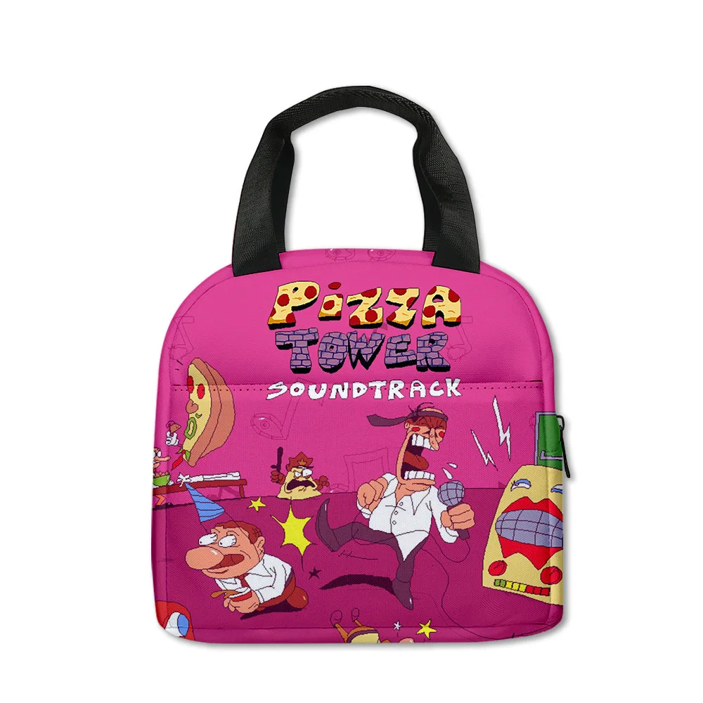 Classic Game Pizza Tower Student Work Lunchbox Thermal insulation Food Lunch Bag 3D Print Insulated Portable Handbags Ice Bags