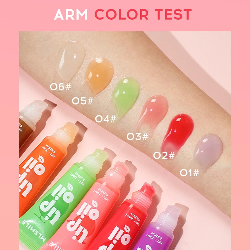 6 Colors Crystal Lip Oil Moisturizing Lip Balm Jelly Lipgloss Liquid Lipstick Lip Tint Fresh Fruit Flavor Lips Makeup