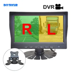 DIYSECUR 1024x600 7 인치 AHD IPS 2CH 후면보기 자동차 모니터 지원 720P 1080P AHD CVBS 자동차 카메라 비디오 녹화