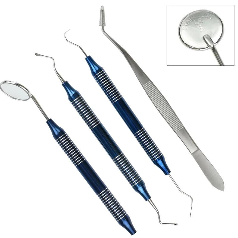 4Pcs/set Dental Tartar Scraper Scaler Calculus Plaque Remover Teeth Cleaning Oral Care Tool Dental Hygiene Tool Kit ﻿