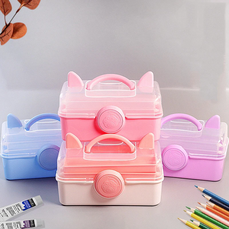 Multi-Layer Hairpin Organizer Cute Girls Hair Accessories Storage Box Portable Painting Storage Box Sketch Drawing Tool