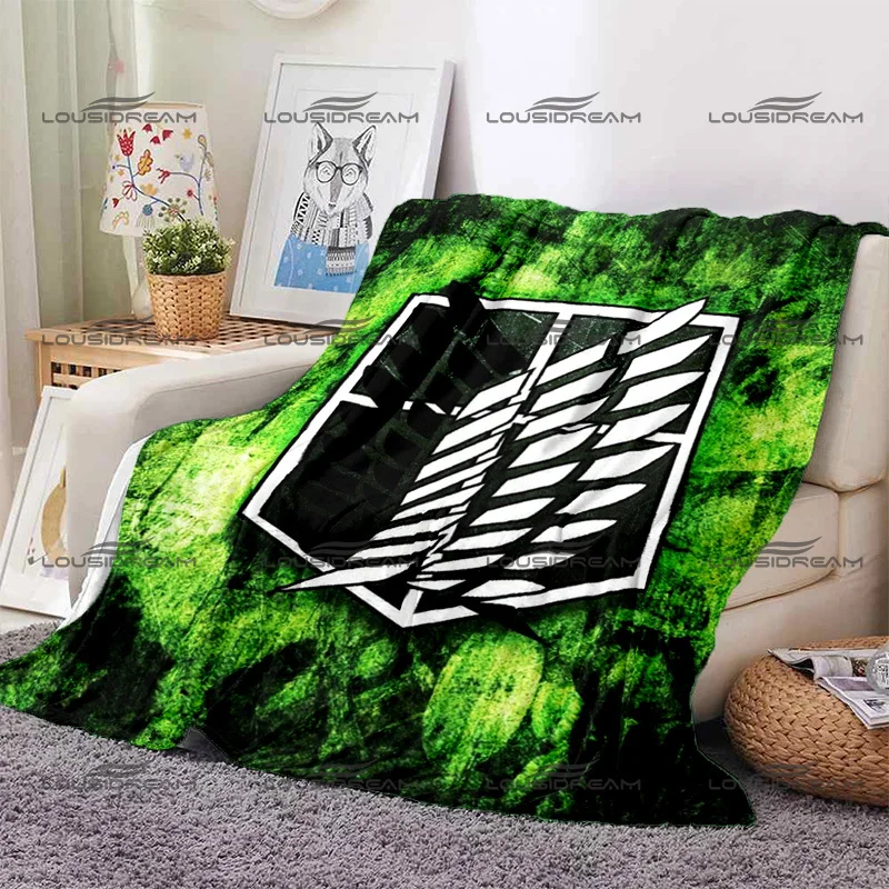 Popular Japanese Animation Flannel Decorative Thin Blanket Attack on Titan Cartoon Blanket Portable Home Travel Office Blanket