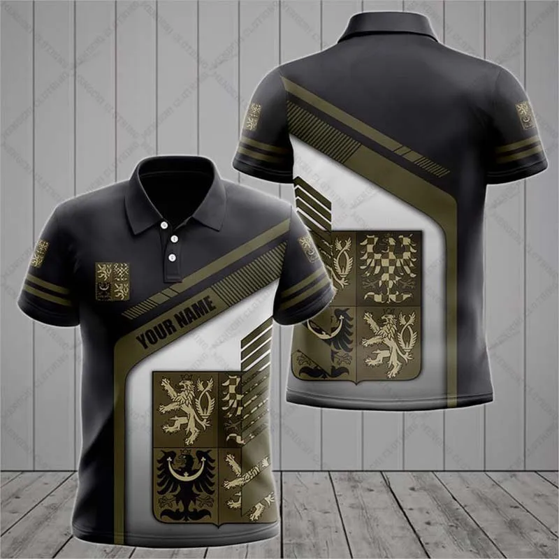 Custom Name Czech Republic Dark Green Polo Shirts Summer Casual Streetwear Loose Short Sleeve Jersey Oversize Unisex Sportswear