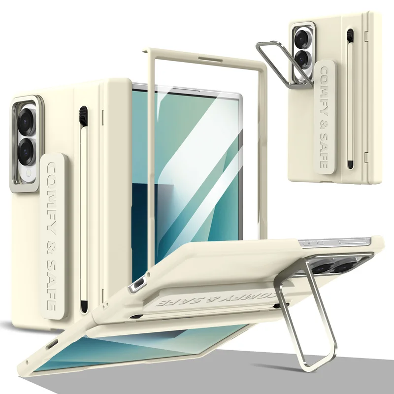 For Samsung Galaxy Fold 8 Wide Z Fold 8 Case S Pen Holder Stylus Screen Protector Camera Stand Wristband Hinge Protection Cover