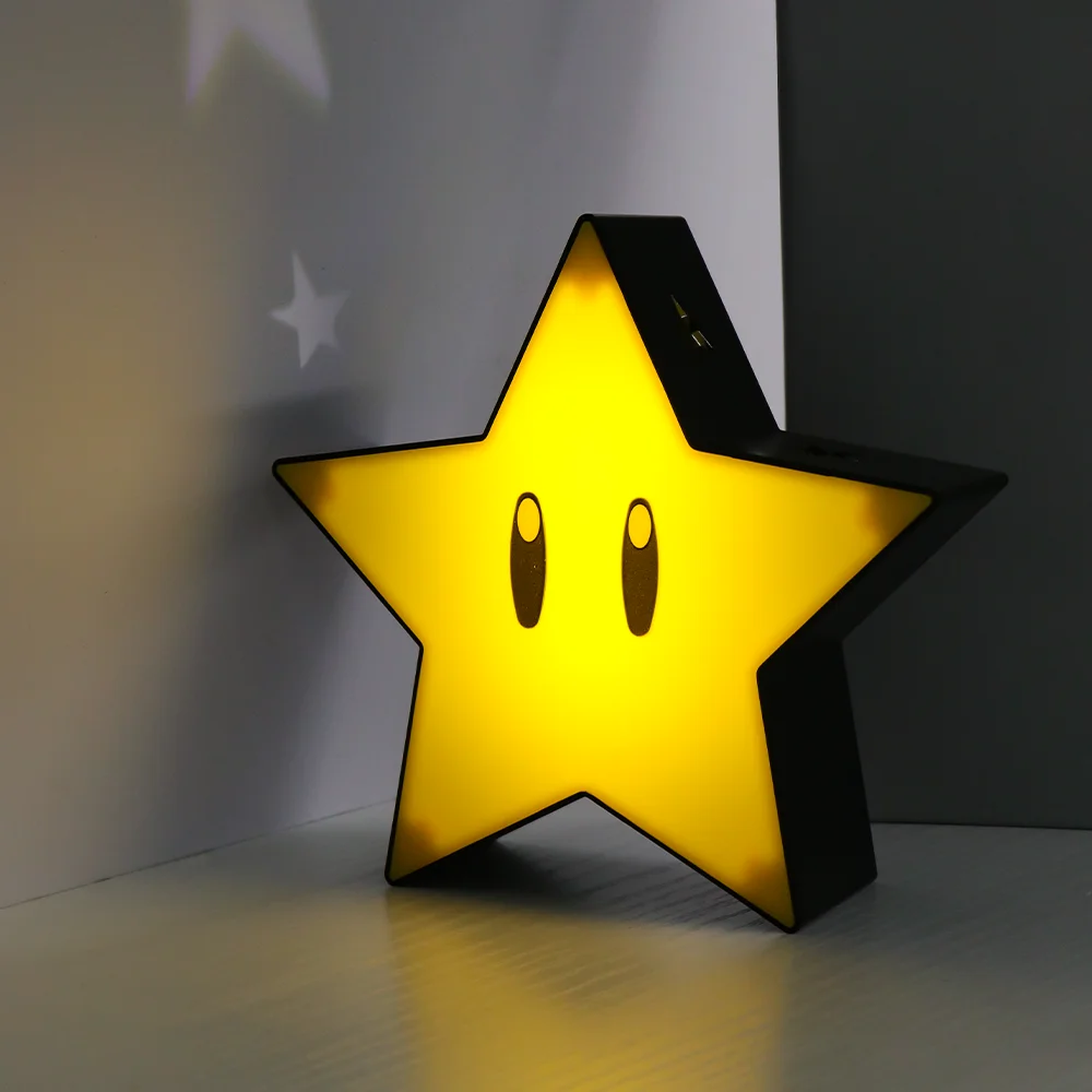 Super Mario Bros LED Night Lamp Sound Boo Koopa Troopa Star Question Mark Mushroom Figures Toy Table Lamp Around Animation Gifts