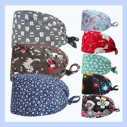 Capuchon générateur imprimé en coton pour femme, gIslande avec bouton, cheveux longs ronds, réglable, à lacets, soins de beauté, accessoires hospitaliers