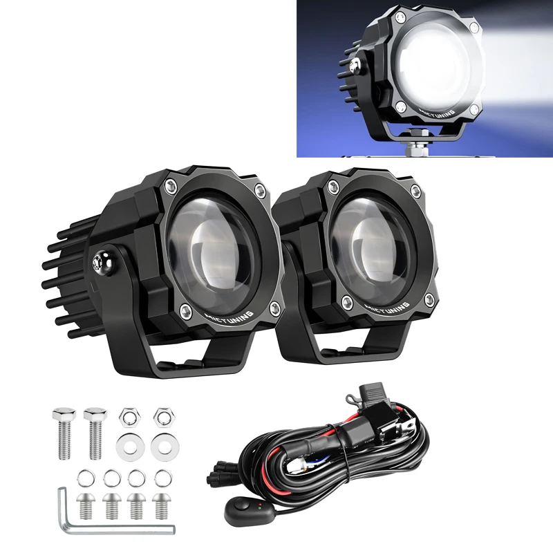 MICTUNING 3 Inch 72W LED Light Pods,Square Off-Road Driving Fog Lamp Spot Beam Automotive Auxiliary Lighting for Truck ATV UTV